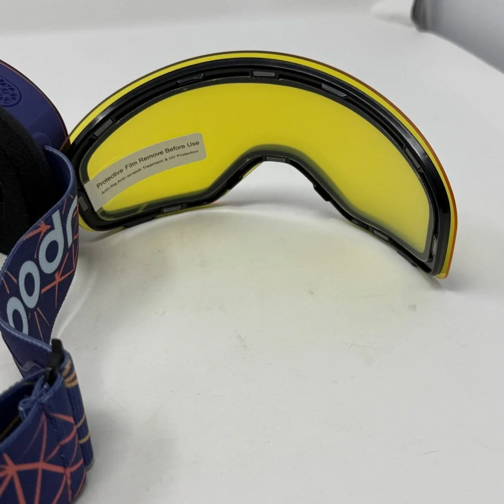 Goodr Snow Goggles Purple Pink Mirrored Yellow Interchangeable Lens Ski Board